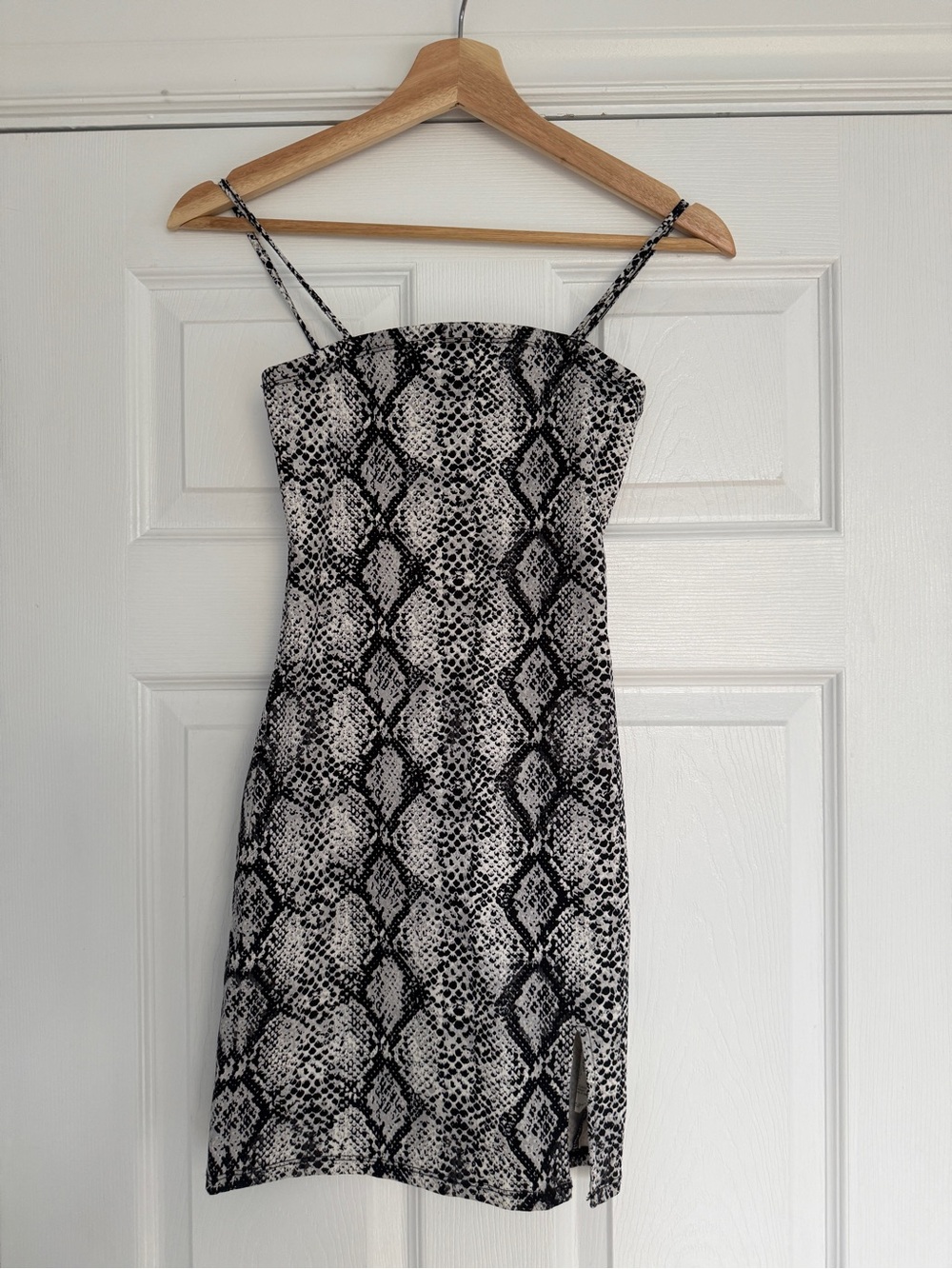 Garage Snake-Print Spaghetti Strap Mini Dress - Black & White